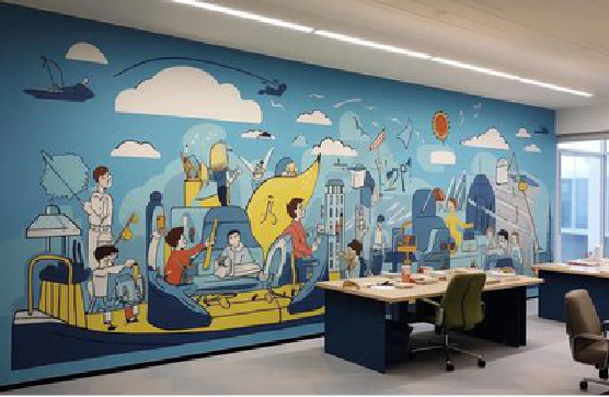 福州市办公室墙绘的特点。